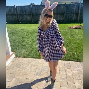 Wild Fable Purple Gingham Babydoll Dress